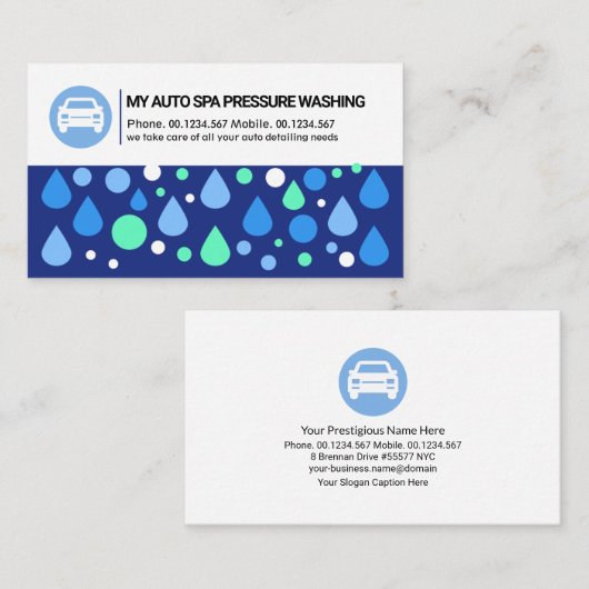 打つ青い水が泡立って洗車場に 名刺 (正面/裏面)