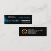 打つ青い電気稲妻波電気技師 スキニー名刺 (正面/裏面)