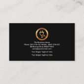 打つ青い電気稲妻波電気技師 名刺 (裏面)