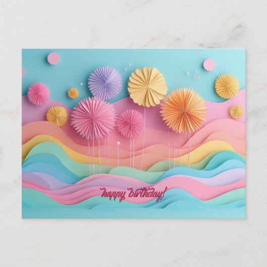 打カラフル紙誕生日 ポストカード (正面)