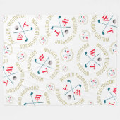 打刻されたアロバースポーツゴルフクラブパターンホワイト フリースブランケット (正面(横))