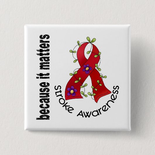 打撃の花のリボン3 缶バッジ (正面)