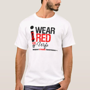 打撃の認識度私は私の妻のための赤いリボンを身に着けています Tシャツ