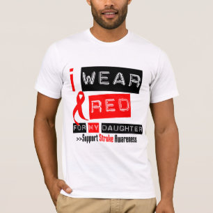 打撃の認識度私は私の娘のための赤いリボンを身に着けています Tシャツ