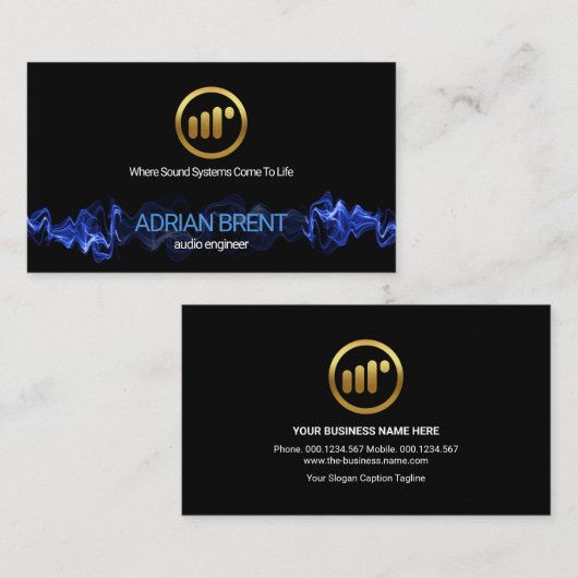 打撃を与える青い電気音響技術者 名刺 (正面/裏面)