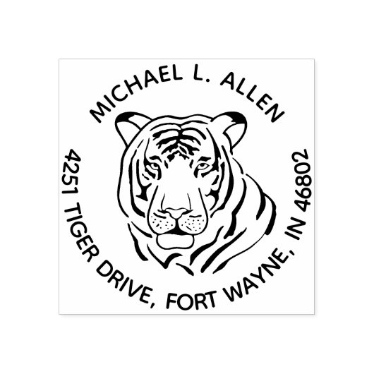 打撃タイガーラウンド差出人住所 ラバースタンプ (インプリント)