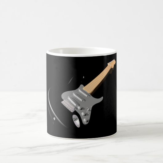 打撃ブラックエレキギターミュージカル楽器 コーヒーマグカップ (中央)