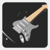 打撃ブラックエレキギターミュージカル楽器 スクエアシール (正面)