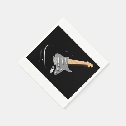 打撃ブラックエレキギターミュージカル楽器 スタンダードカクテルナプキン (角)