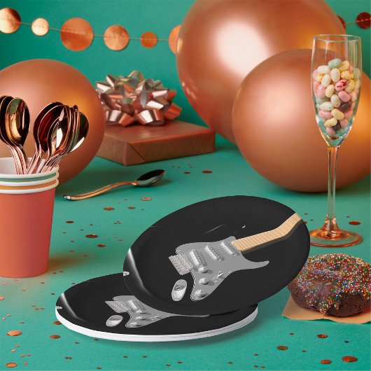 打撃ブラックエレキギターミュージカル楽器 ペーパープレート