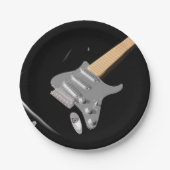 打撃ブラックエレキギターミュージカル楽器 ペーパープレート (正面)