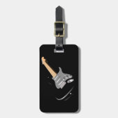 打撃ブラックエレキギターミュージカル楽器 ラゲッジタグ (正面縦)