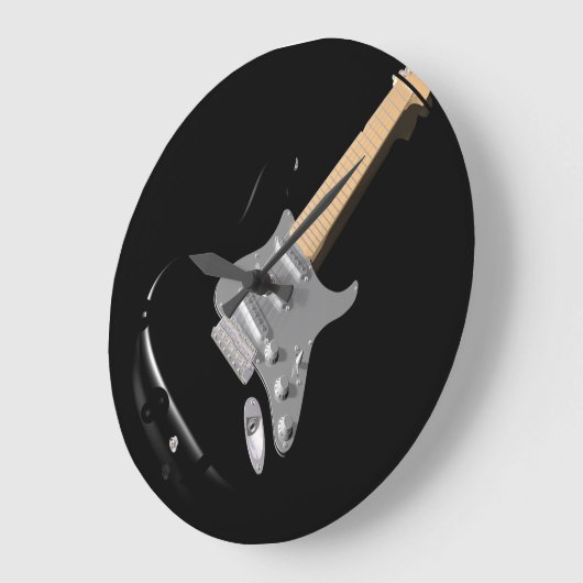 打撃ブラックエレキギターミュージカル楽器 ラージ壁時計 (傾斜)