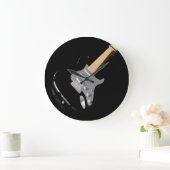 打撃ブラックエレキギターミュージカル楽器 ラージ壁時計 (ホーム)