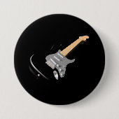 打撃ブラックエレキギターミュージカル楽器 缶バッジ (正面)