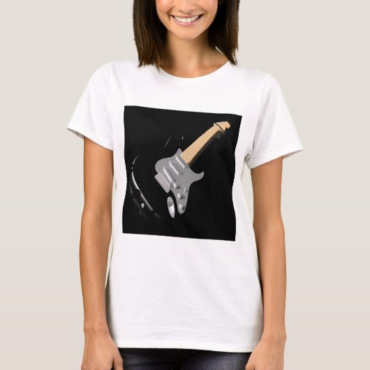打撃ブラックエレキギターミュージカル楽器 Tシャツ (正面)