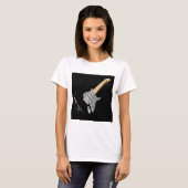 打撃ブラックエレキギターミュージカル楽器 Tシャツ (正面フル)