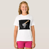 打撃ブラックエレキギターミュージカル楽器 Tシャツ (正面フル)