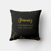 打撃ブラック&金ゴールドマーブルスウィート16誕生日 クッション (裏面)