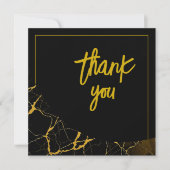 打撃ブラック&金ゴールドマーブルスウィート16誕生日 サンキューカード (正面)