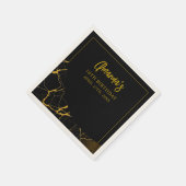 打撃ブラック&金ゴールドマーブルスウィート16誕生日 スタンダードカクテルナプキン (角)
