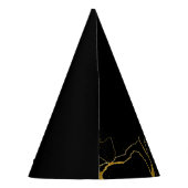 打撃ブラック&金ゴールドマーブルスウィート16誕生日 パーティーハット (裏面)