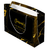 打撃ブラック&金ゴールドマーブルスウィート16誕生日 ラージペーパーバッグ (裏面アングル)