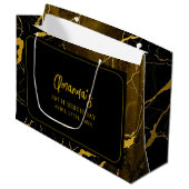 打撃ブラック&金ゴールドマーブルスウィート16誕生日 ラージペーパーバッグ (正面アングル)