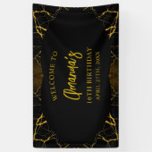 打撃ブラック&金ゴールドマーブルスウィート16誕生日 横断幕 (縦)