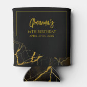 打撃ブラック&金ゴールドマーブルスウィート16誕生日 缶クーラー (裏面)