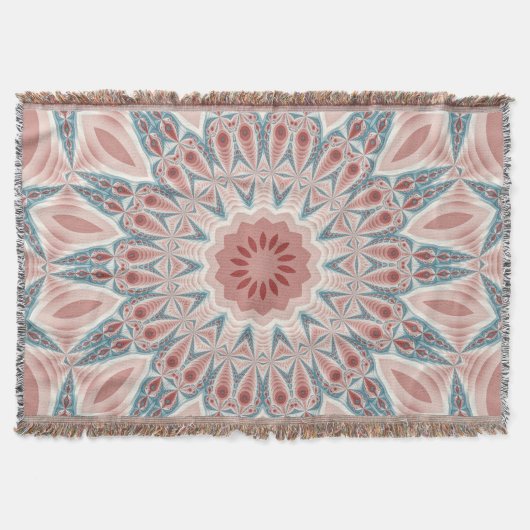 打撃モダン万華鏡のように千変万化するパターンマンダラフラクタルアート スローブランケット (正面)