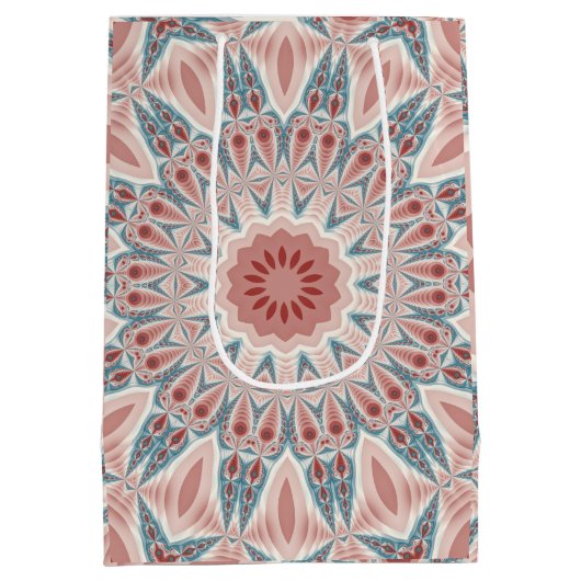 打撃モダン万華鏡のように千変万化するパターンマンダラフラクタルアート ミディアムペーパーバッグ (裏面)