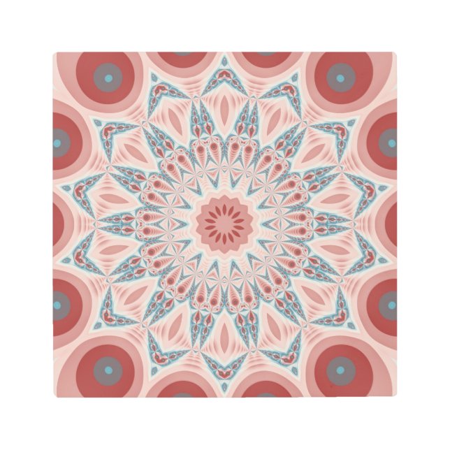 打撃モダン万華鏡のように千変万化するパターンマンダラフラクタルアート メタルプリント (正面)