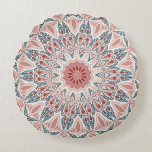 打撃モダン万華鏡のように千変万化するパターンマンダラフラクタルアート ラウンドクッション (正面)