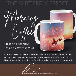打撃型バタフライデザインセラミックマグカップ コーヒーマグカップ