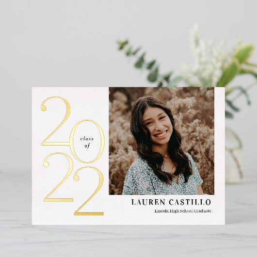 打撃年箔卒業発表招待状 箔招待状 (立ち正面)