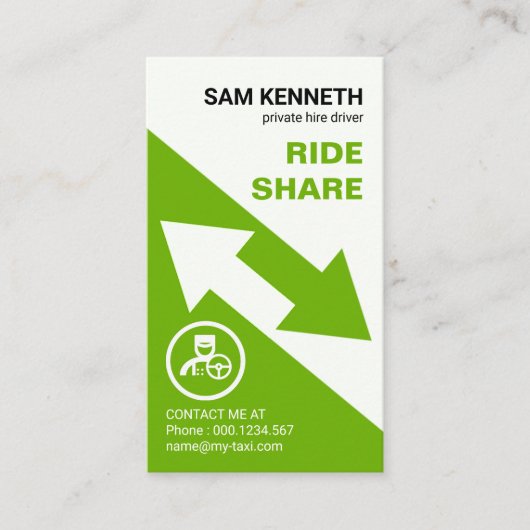 打撃矢印タクシー走行路乗車共有 名刺 (正面)