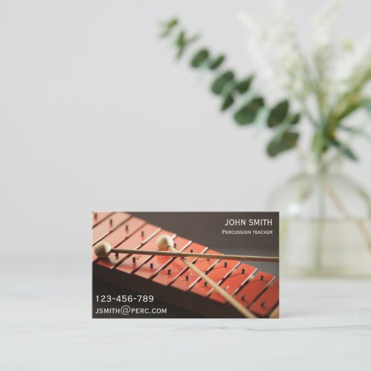 打楽器先生またはキシロフォン付き家庭教師 名刺 (スタンド正面)