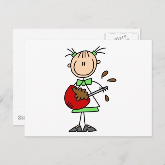 打者のTシャツと贈り物を混ぜた少女 ポストカード (正面/裏面)