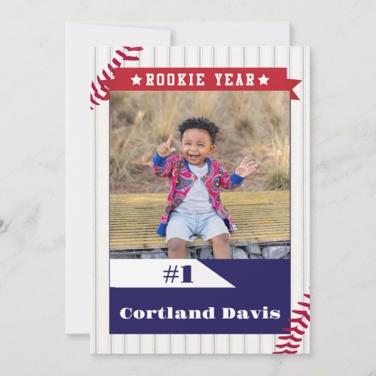 打者バッター野球カード1歳招待状 招待状 (正面)