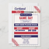 打者バッター野球カード1歳招待状 招待状 (裏面)