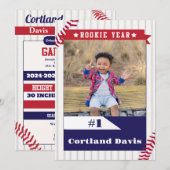 打者バッター野球カード1歳招待状 招待状 (正面/裏面)