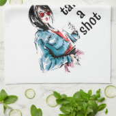 打警告つ キッチンタオル (折り畳み)