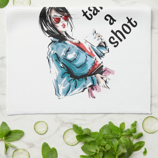 打警告つ キッチンタオル (折り畳み)