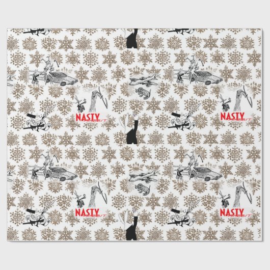 扱いにくいウサギのクリスマスのテーマの包装紙! ラッピングペーパー (フラット)