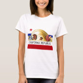 扱いにくいカリフォルニアくまの旗 Tシャツ (正面)
