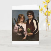 扱いにくい家族写真-オウムが付いているカップル! カード (黄色い花)