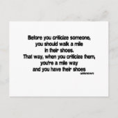 批判する前に引用文 ポストカード (正面)