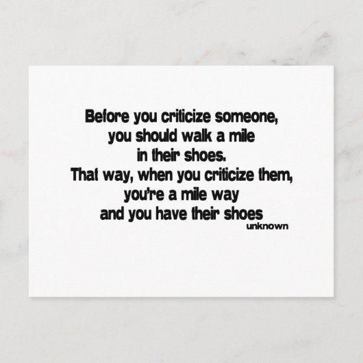 批判する前に引用文 ポストカード (正面)