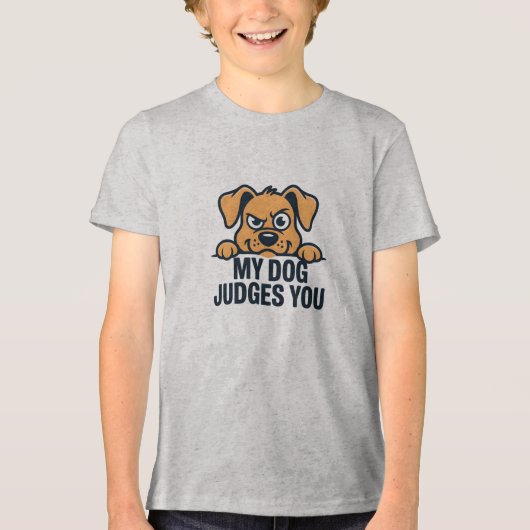 批判的な犬の顔 楽しい皮肉な引用 トライブレンドTシャツ (正面)